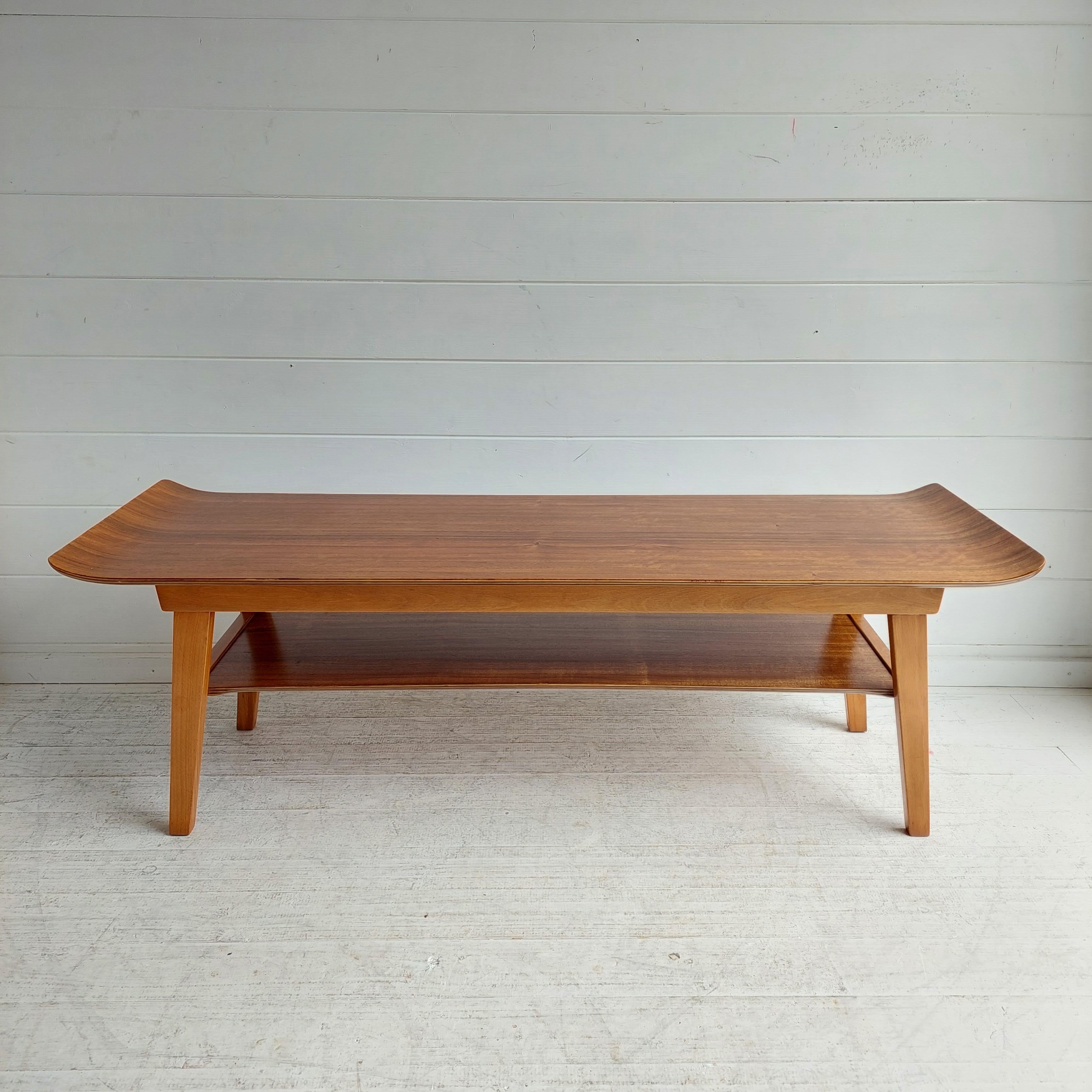 Mid Century Walnut 2 tier coffee table Ewart Myer for Horatio Myer and Co, 1960s For Sale 2