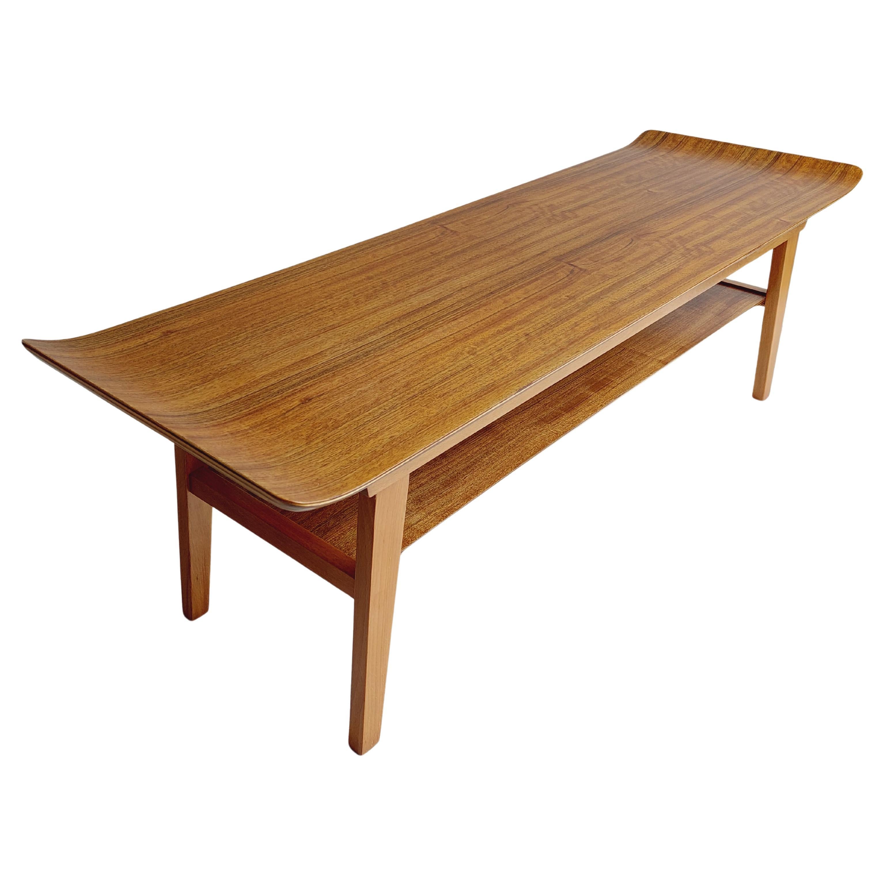 Mid Century Walnut 2 tier coffee table Ewart Myer for Horatio Myer and Co, 1960s For Sale