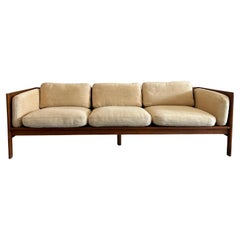 Midcentury Walnut 3 Seat Platform Armed Sofa Daybed by Richard Artschwager