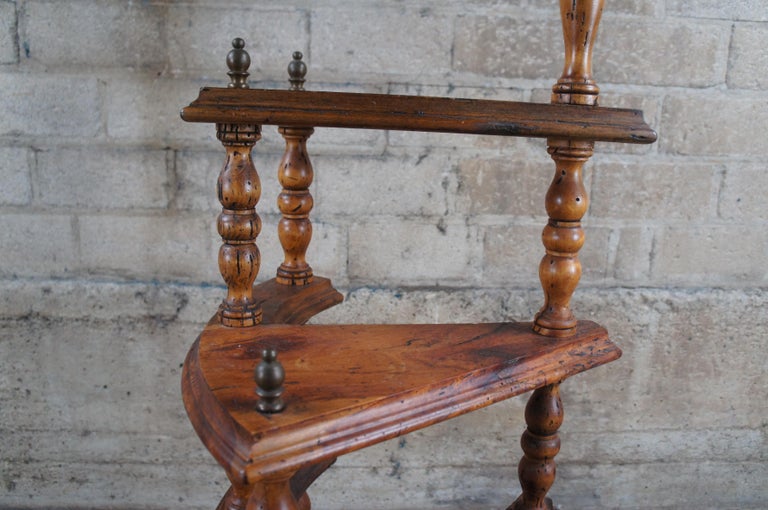 Mid Century Walnut 3 Tier Spiral Library Book Staircase Step Ladder ...