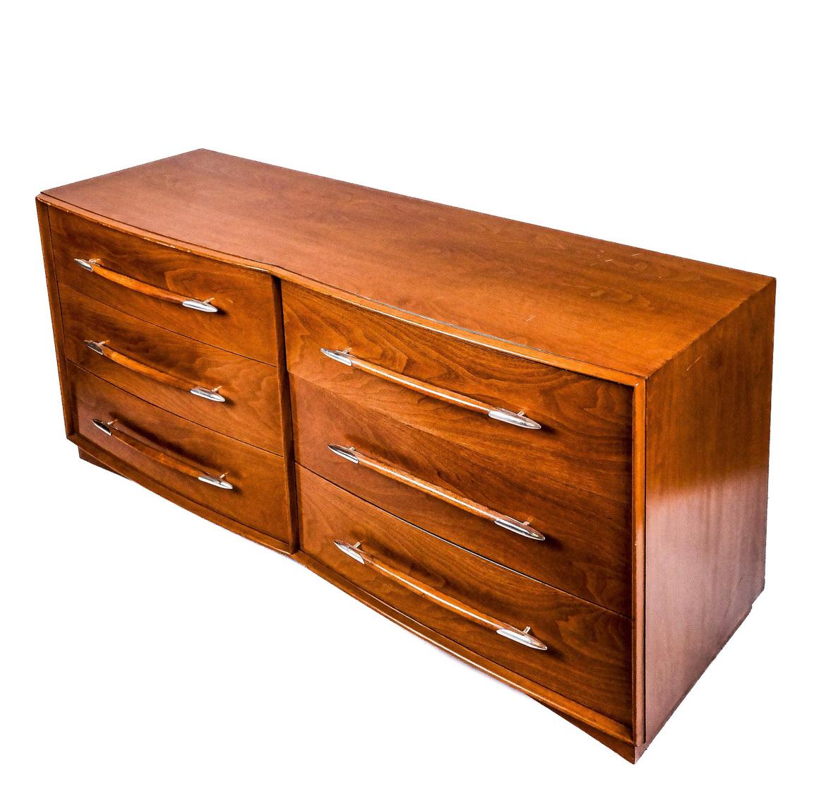 Mid-Century Modern Mid Century Walnut 6 Drawer Dresser by T.H. Robsjohn-Gibbings for Widdicomb