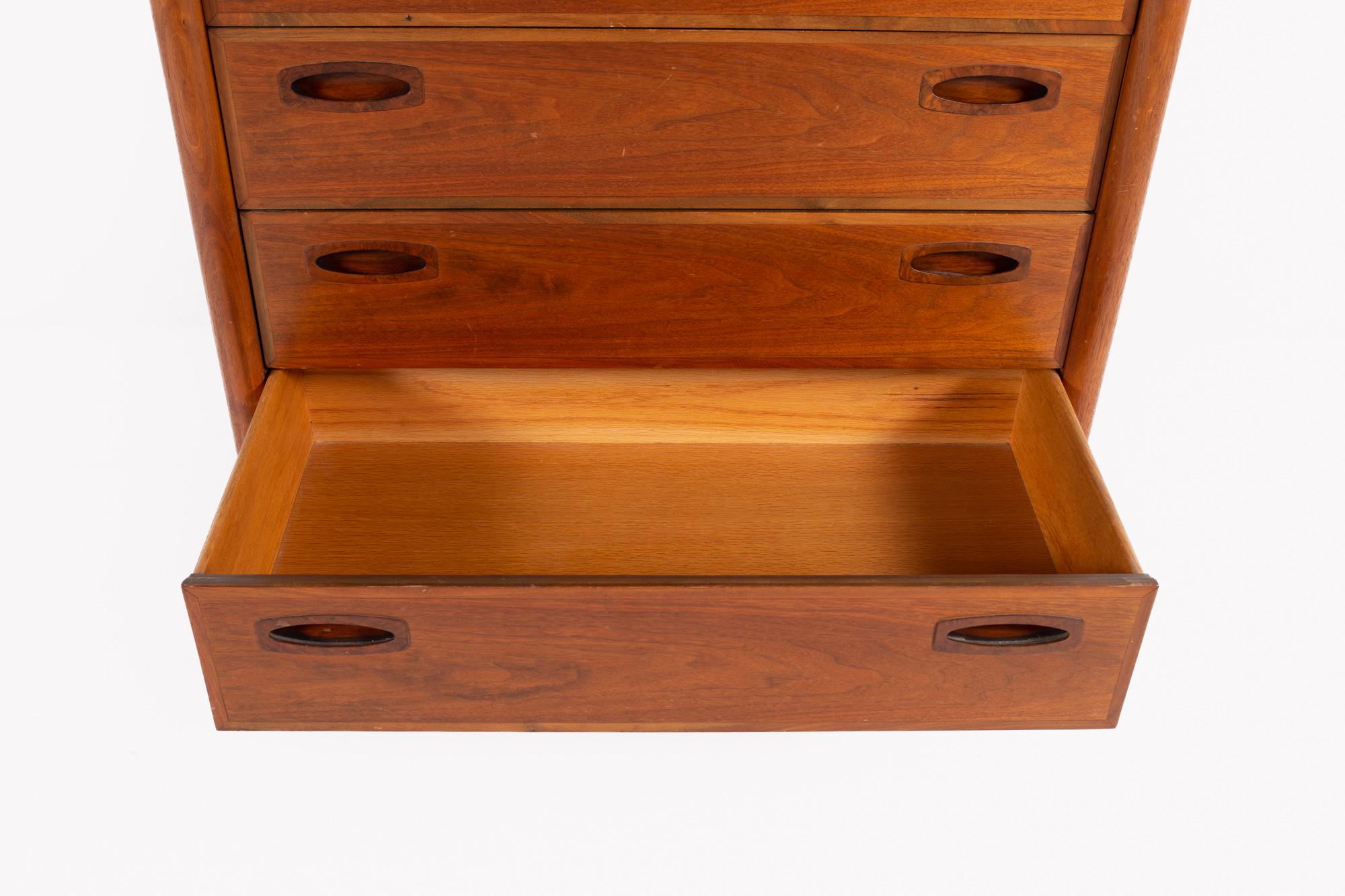 Mid-Century Walnut 8 Drawer Highboy Dresser 4