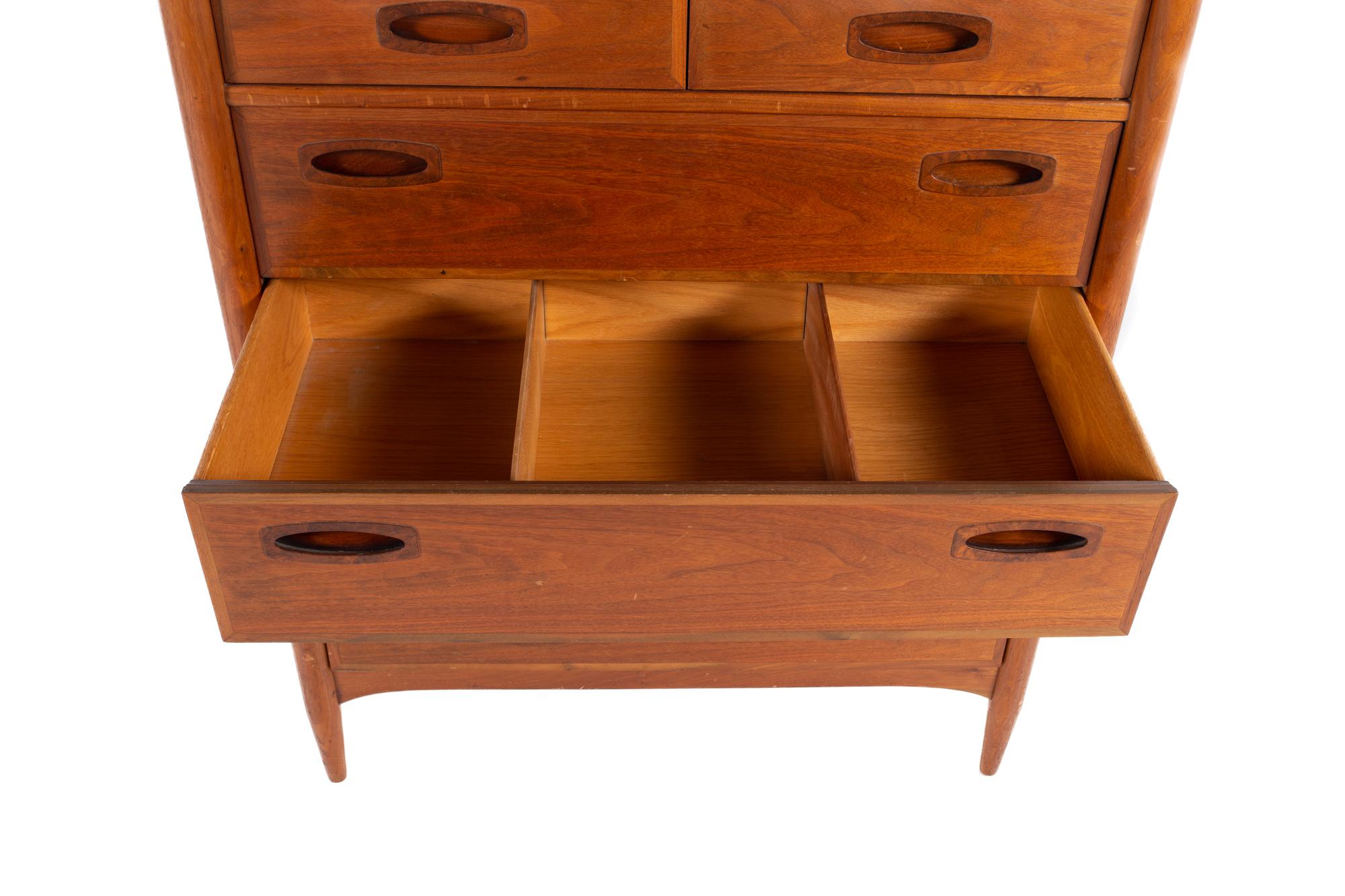 Mid-Century Walnut 8 Drawer Highboy Dresser 5