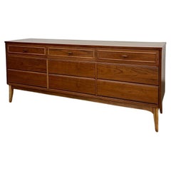 Midcentury Walnut 9 Drawer Dresser by Dixie