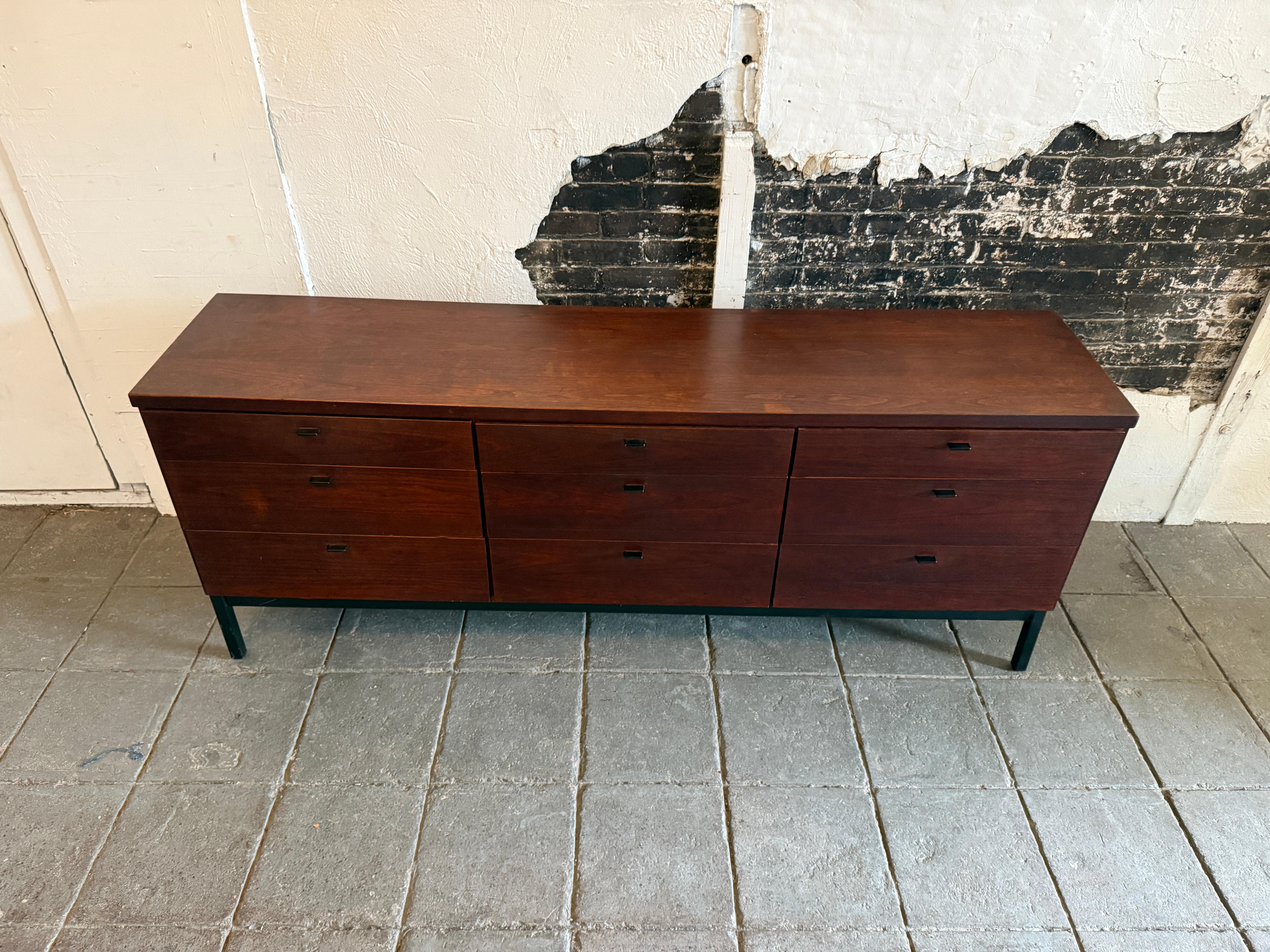 Mid-Century Modern Mid century walnut 9 drawer dresser by Jack Cartwright for Founders