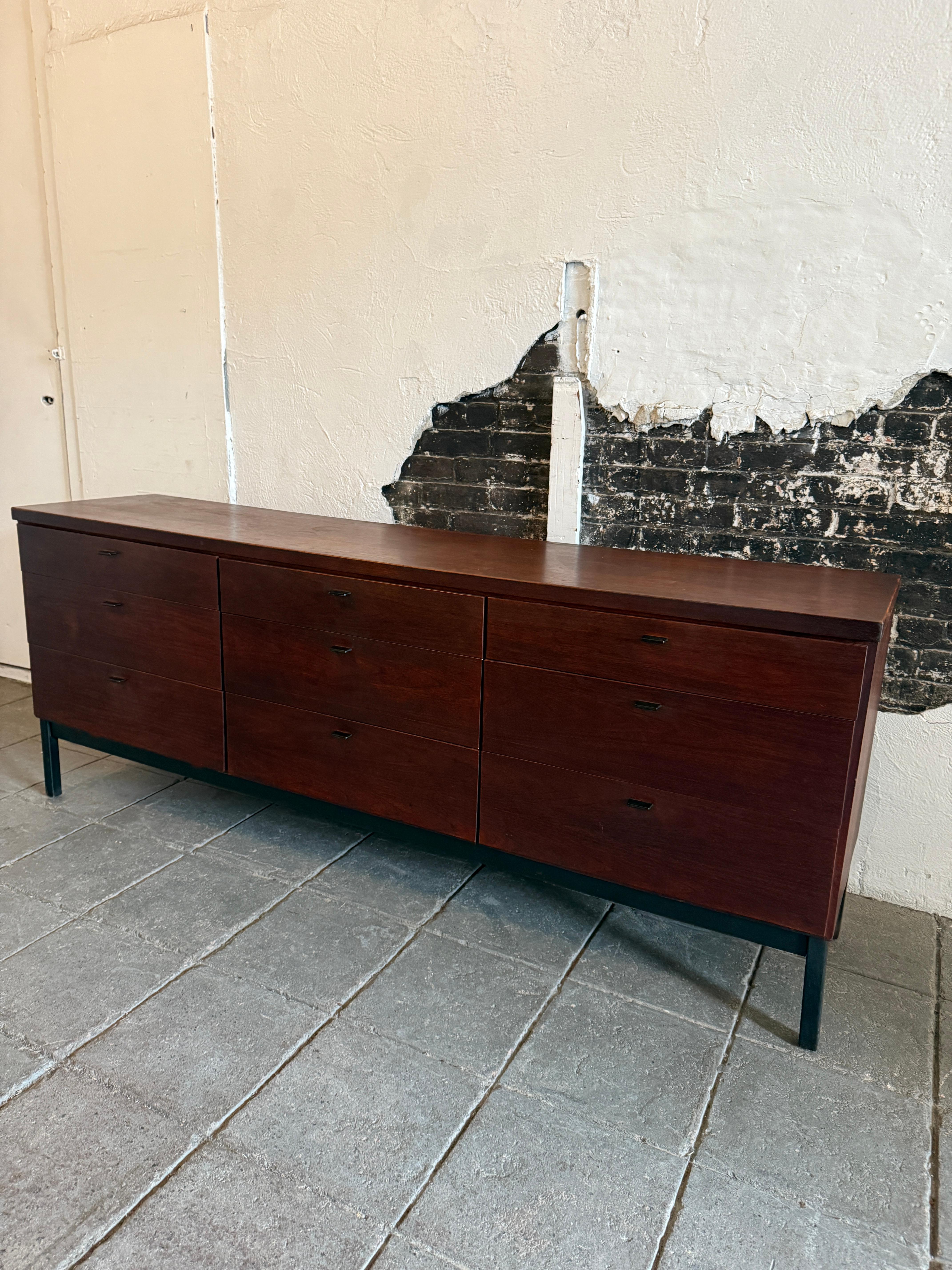 American Mid century walnut 9 drawer dresser by Jack Cartwright for Founders