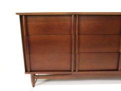 Mid Century Walnut 9 Drawer Dresser Chest by Dixie Furniture