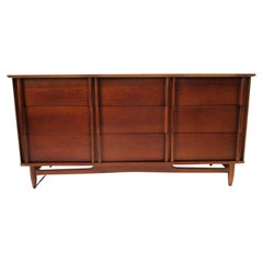 Mid Century Walnut 9 Drawer Dresser Chest by Dixie Furniture