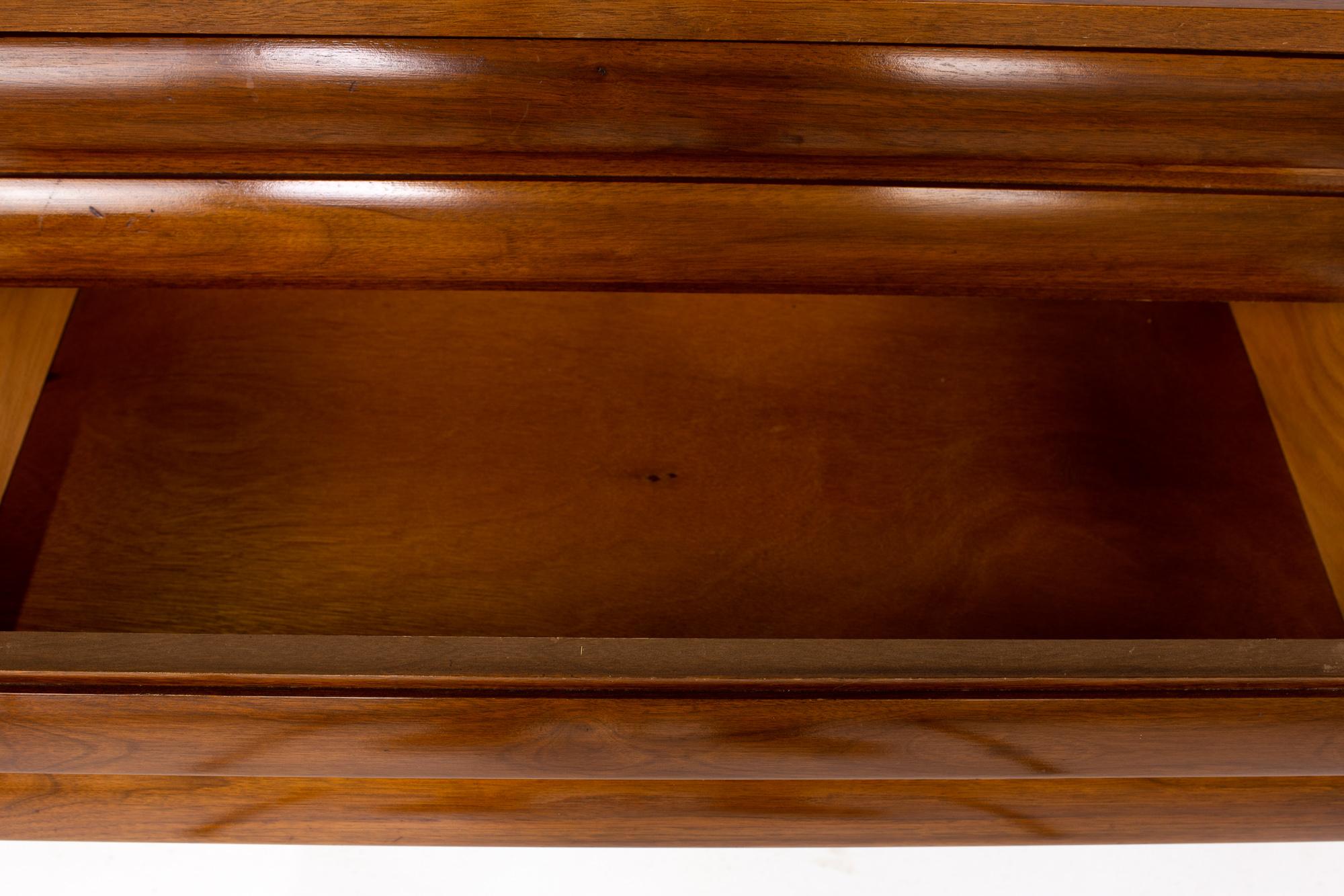 Brass Dixie Furniture Mid Century Walnut 9 Drawer Lowboy Dresser