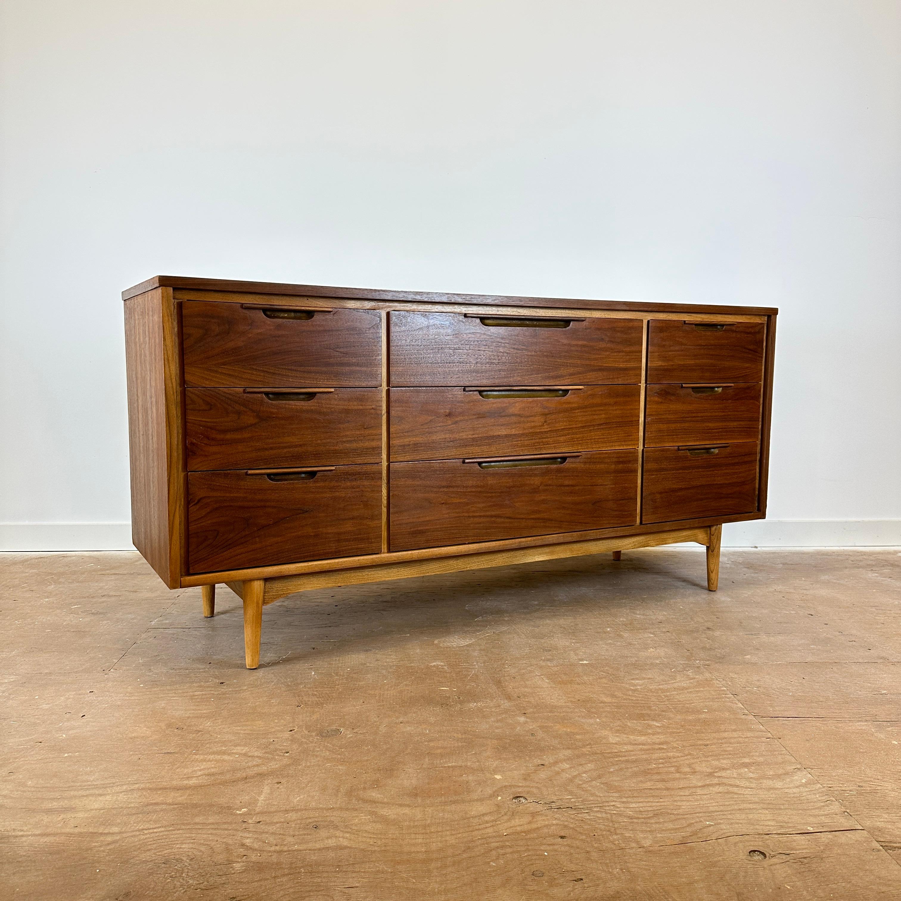 Mid-Century Modern Mid Century Walnut 9-Drawer Dresser