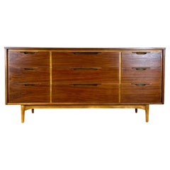 Vintage Mid Century Walnut 9-Drawer Dresser
