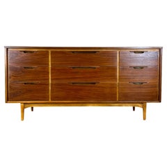 Retro Mid Century Walnut 9-Drawer Dresser