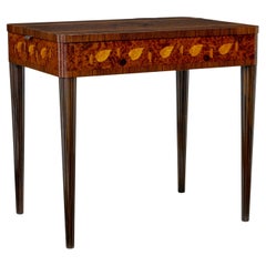 Mid Century walnut and birch inlaid metamorphic work table