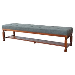 Mid Century Walnut and Bouclé Bench by Brown Saltman of California, 1950s