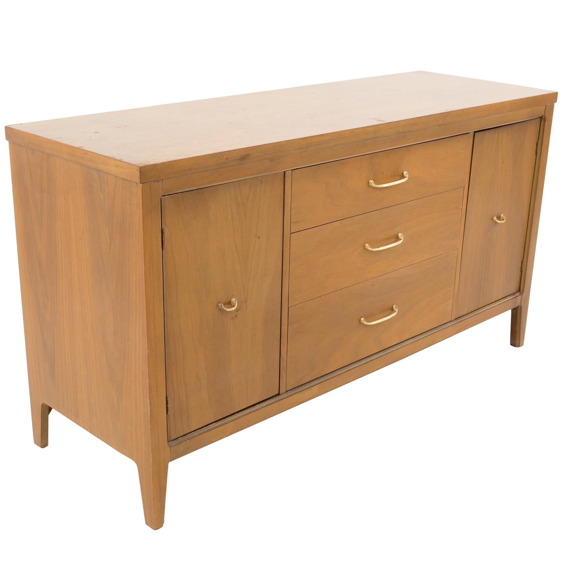 Ebonized Walnut, Cane and Brass Credenza For Sale at 1stDibs