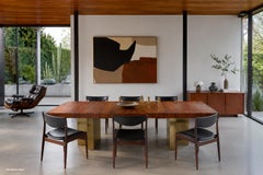 Tavolo da pranzo allungabile in stile Mid-Century Modern, in noce e ottone, di Milo Baughman