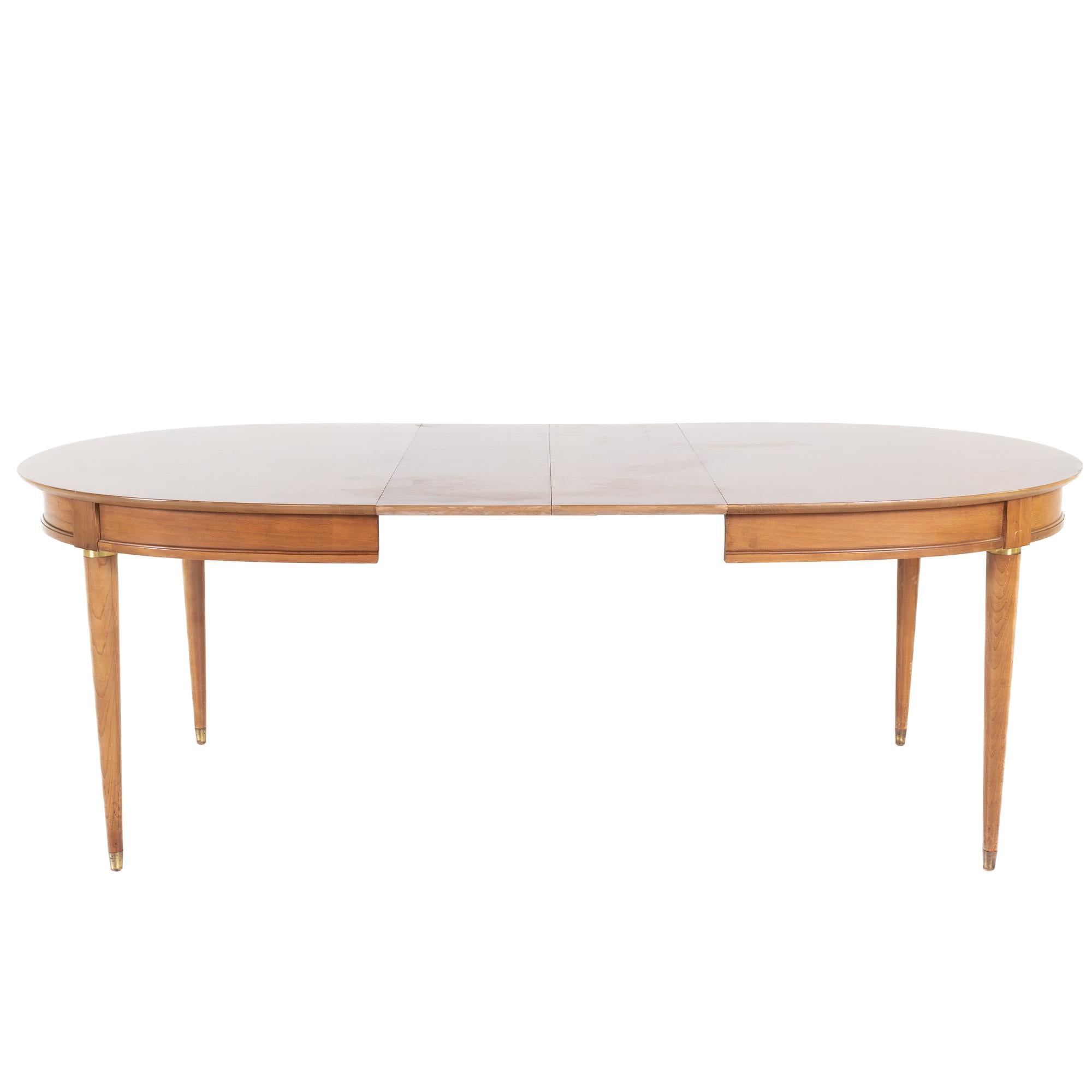 Lane First Edition Cherry and Brass Expanding Dining Table with 3 Leaves For Sale 6