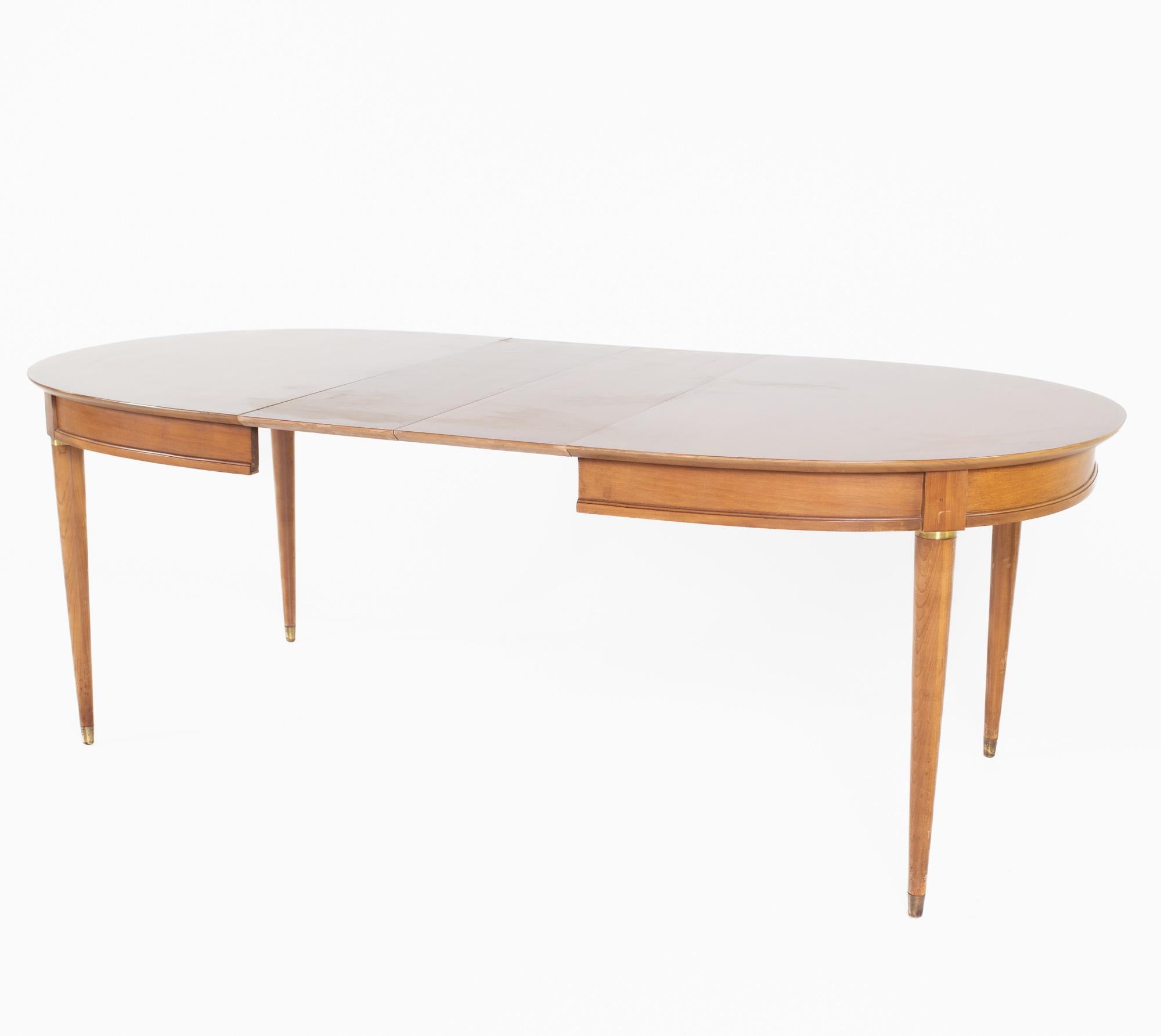 Lane First Edition Cherry and Brass Expanding Dining Table with 3 Leaves For Sale 7