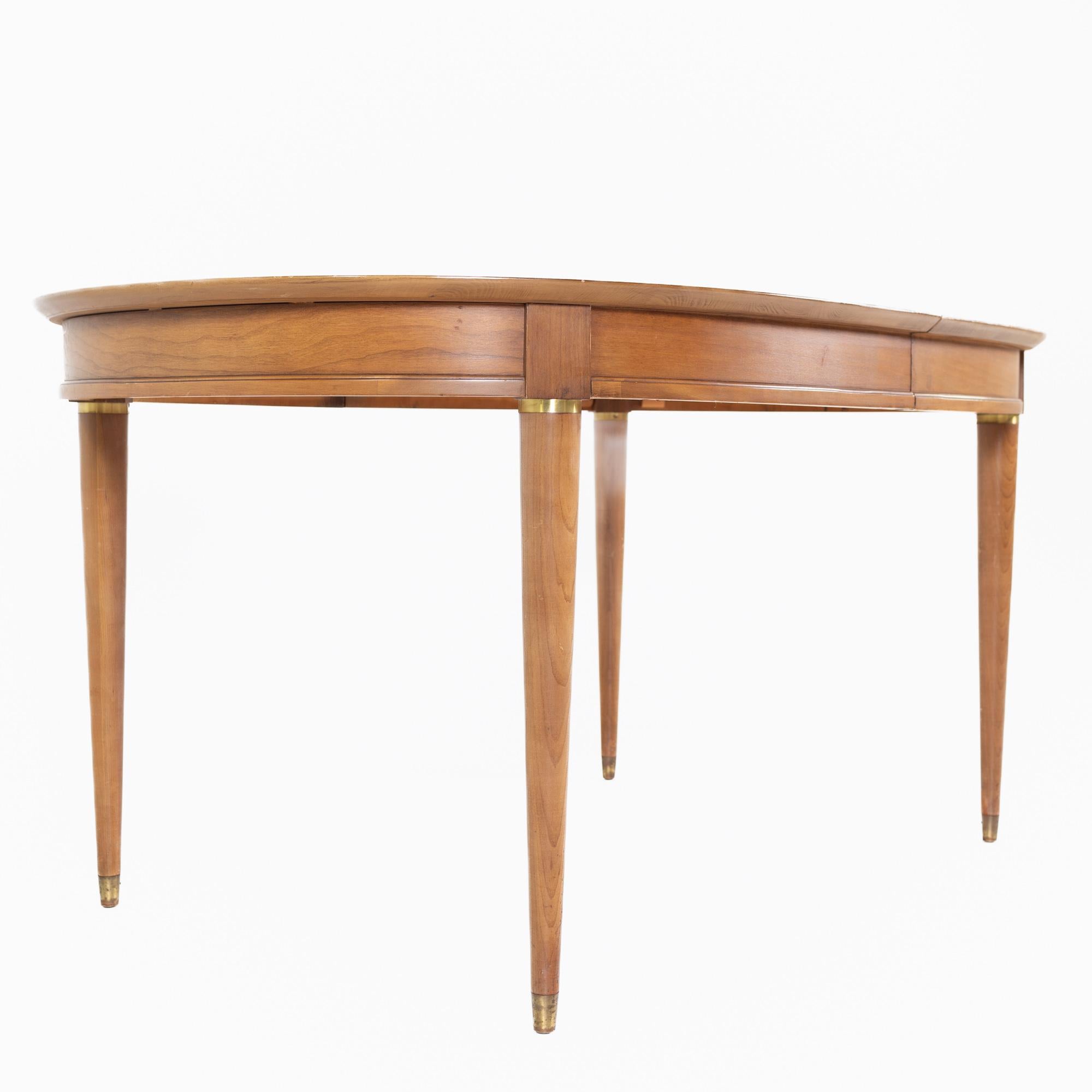 Lane First Edition Cherry and Brass Expanding Dining Table with 3 Leaves For Sale 11