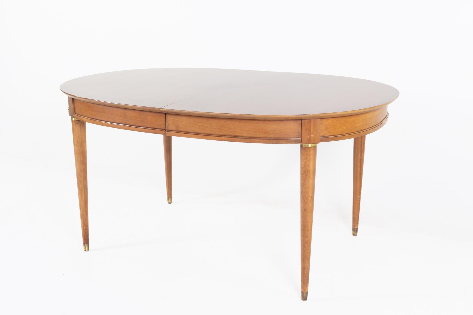 Mid-Century Modern Lane First Edition Cherry and Brass Expanding Dining Table with 3 Leaves For Sale