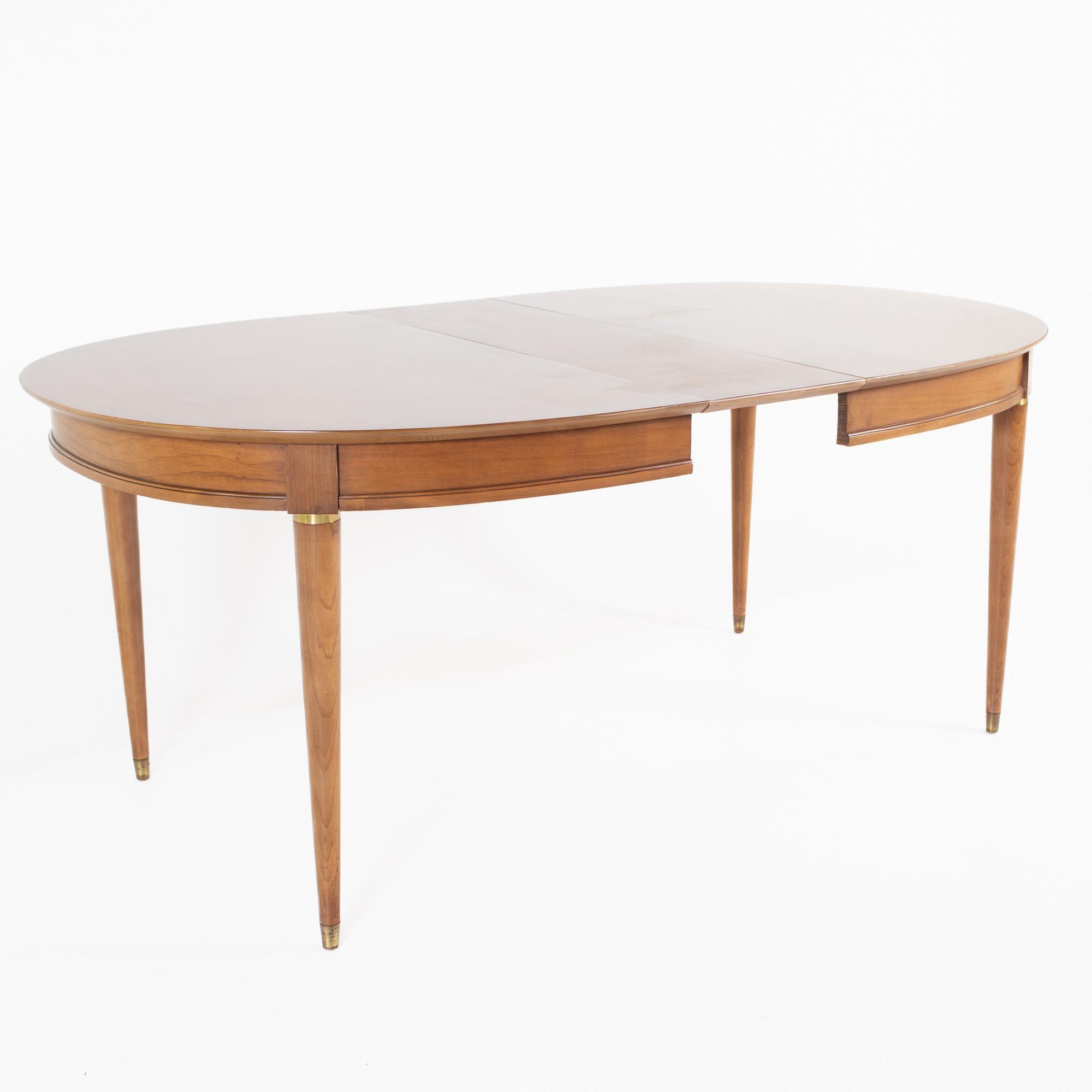 Late 20th Century Lane First Edition Cherry and Brass Expanding Dining Table with 3 Leaves For Sale