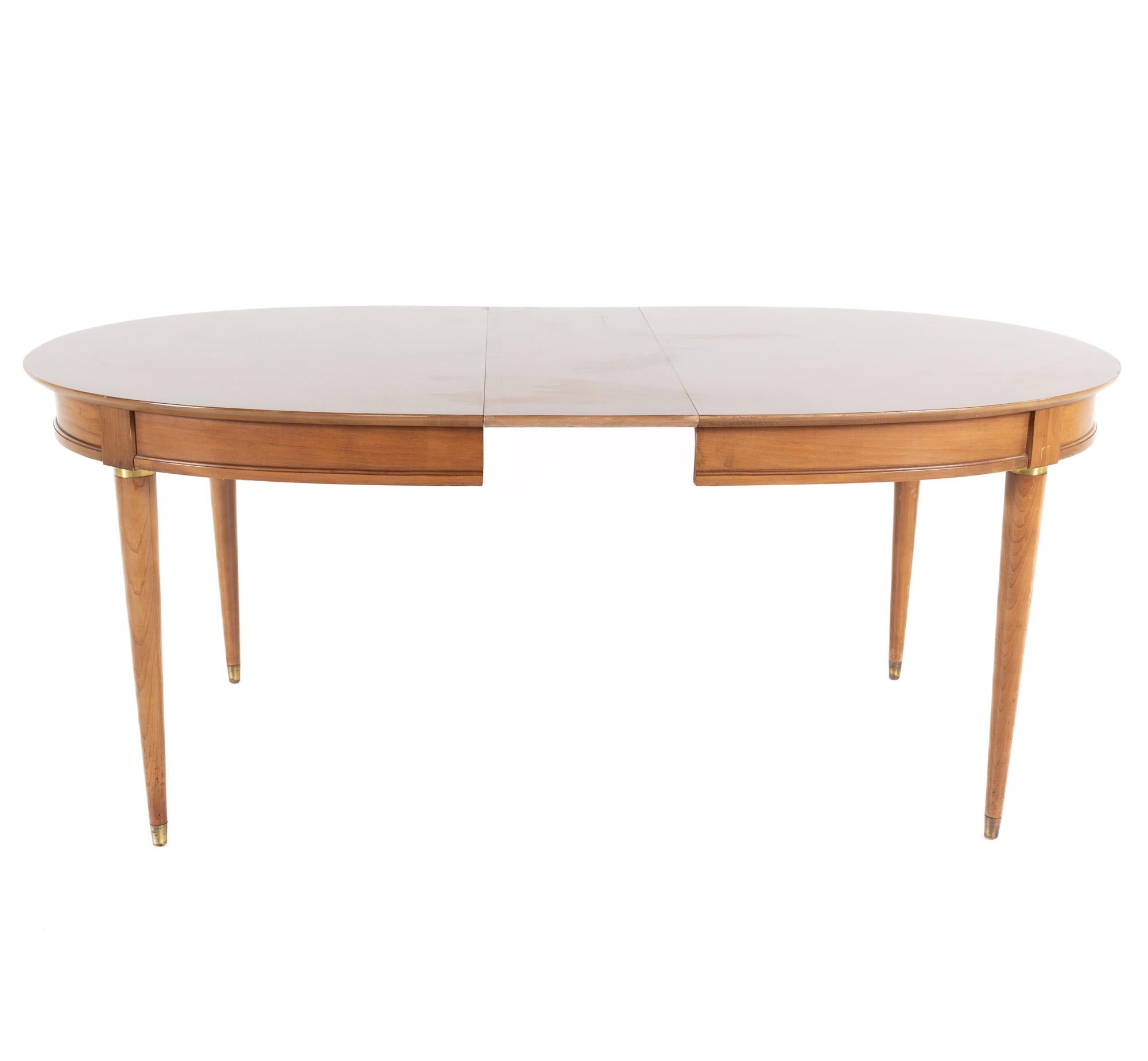 Lane First Edition Cherry and Brass Expanding Dining Table with 3 Leaves For Sale 1