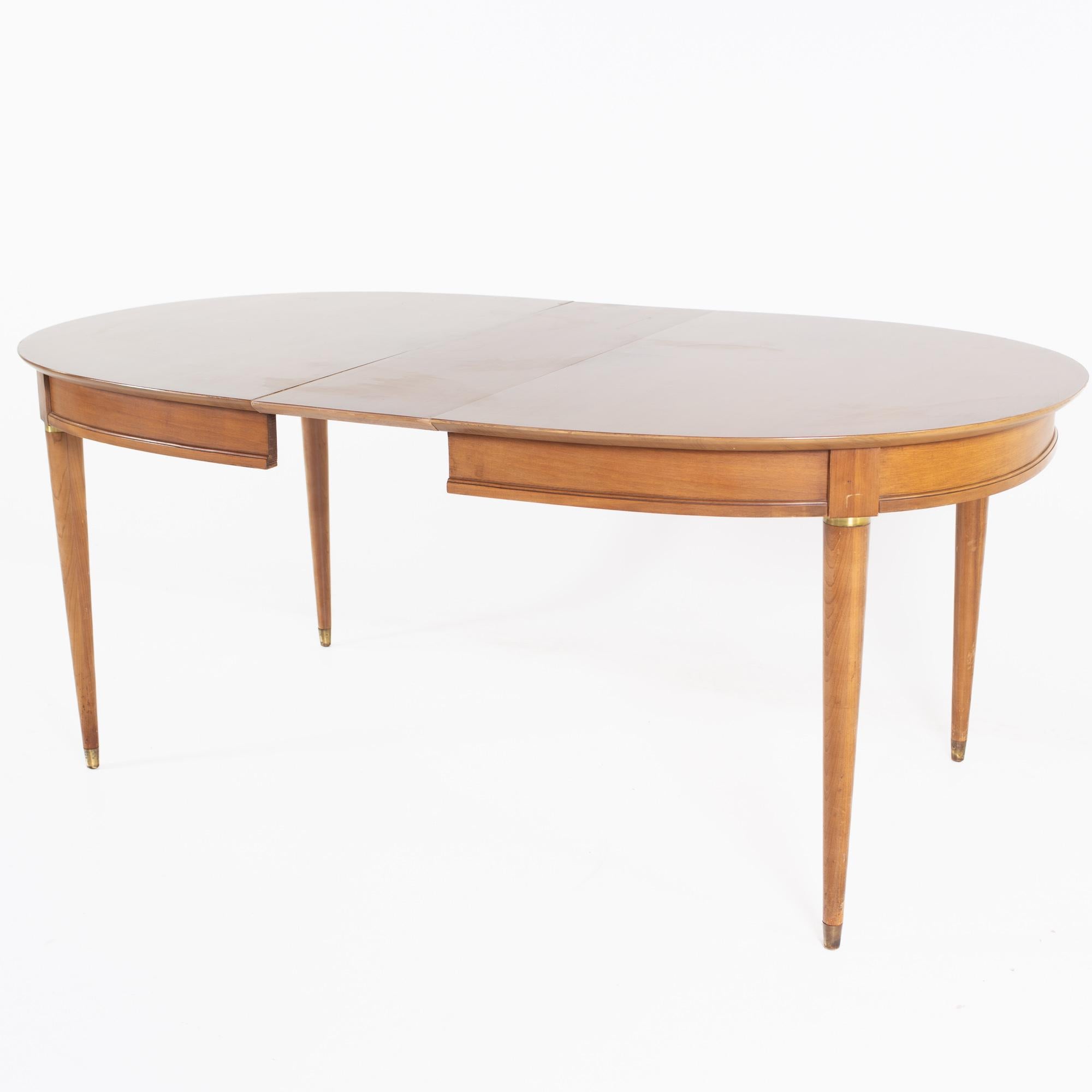 Lane First Edition Cherry and Brass Expanding Dining Table with 3 Leaves For Sale 2
