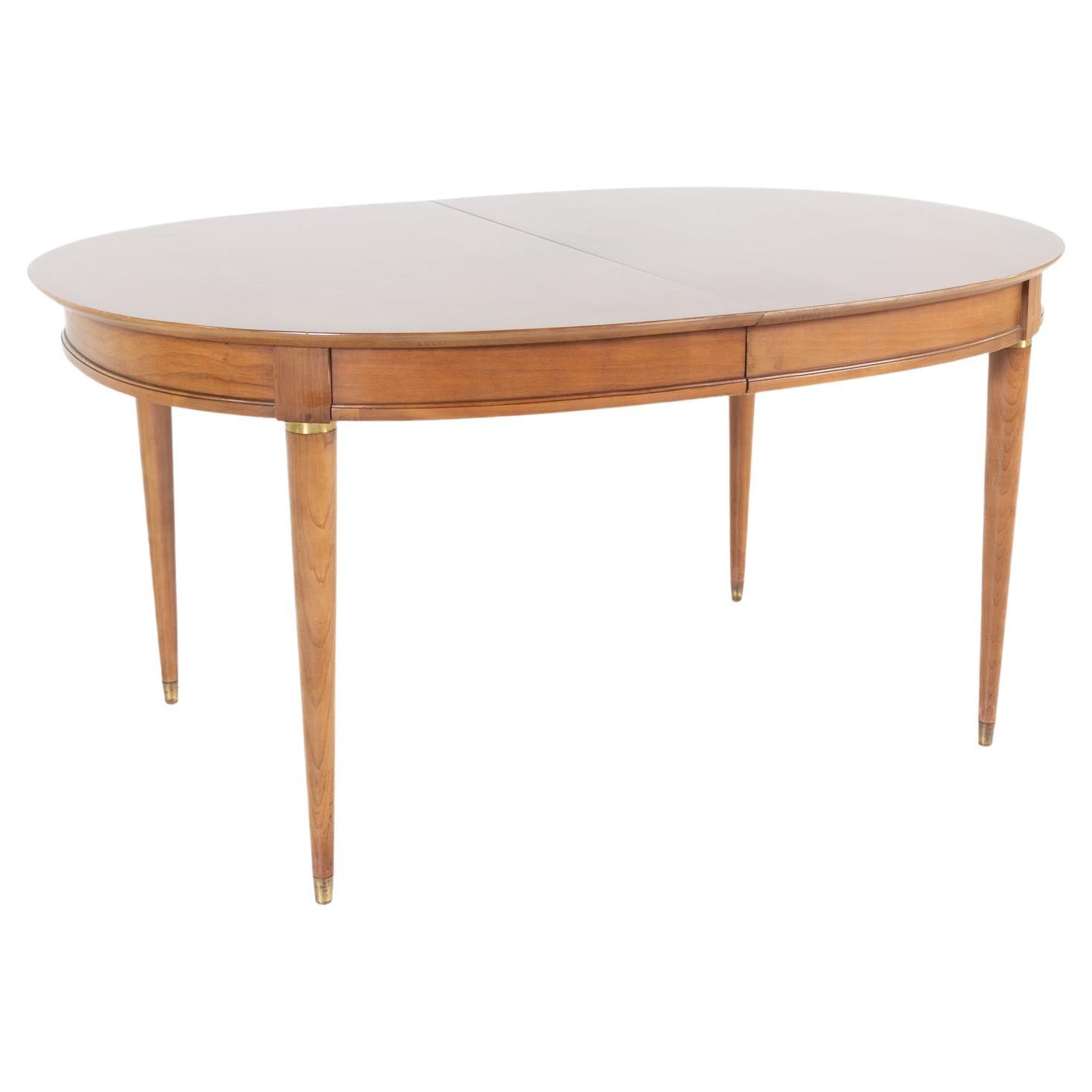 SOLD 06/04/24 Lane First Edition Cherry and Brass Dining Table with 3 Leaves