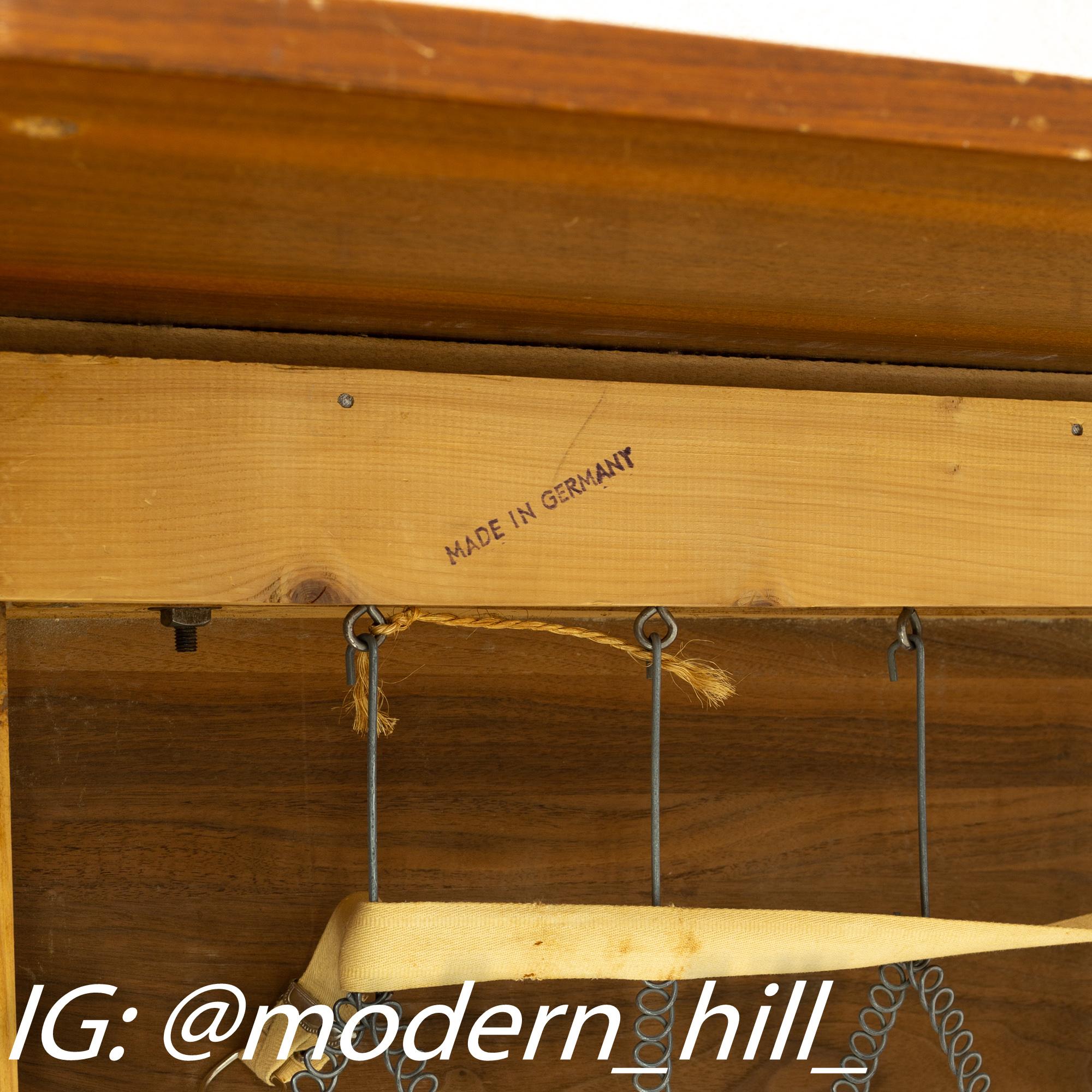 Late 20th Century Midcentury Walnut and Brass Full Murphy Bed