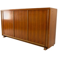 Midcentury Walnut and Brass Full Murphy Bed