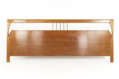 Mid Century Walnut and Brass King Headboard