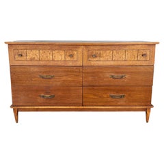 Mid-Century Walnut and Burl Wood Double Dresser by Lane, 1960s