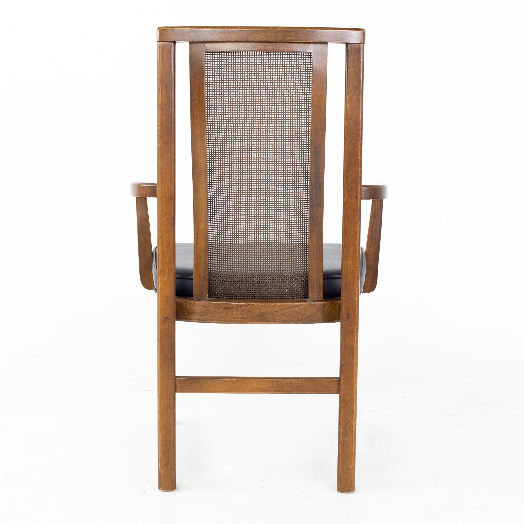 Mid Century Walnut and Cane Dining Chairs, Set of 6 5
