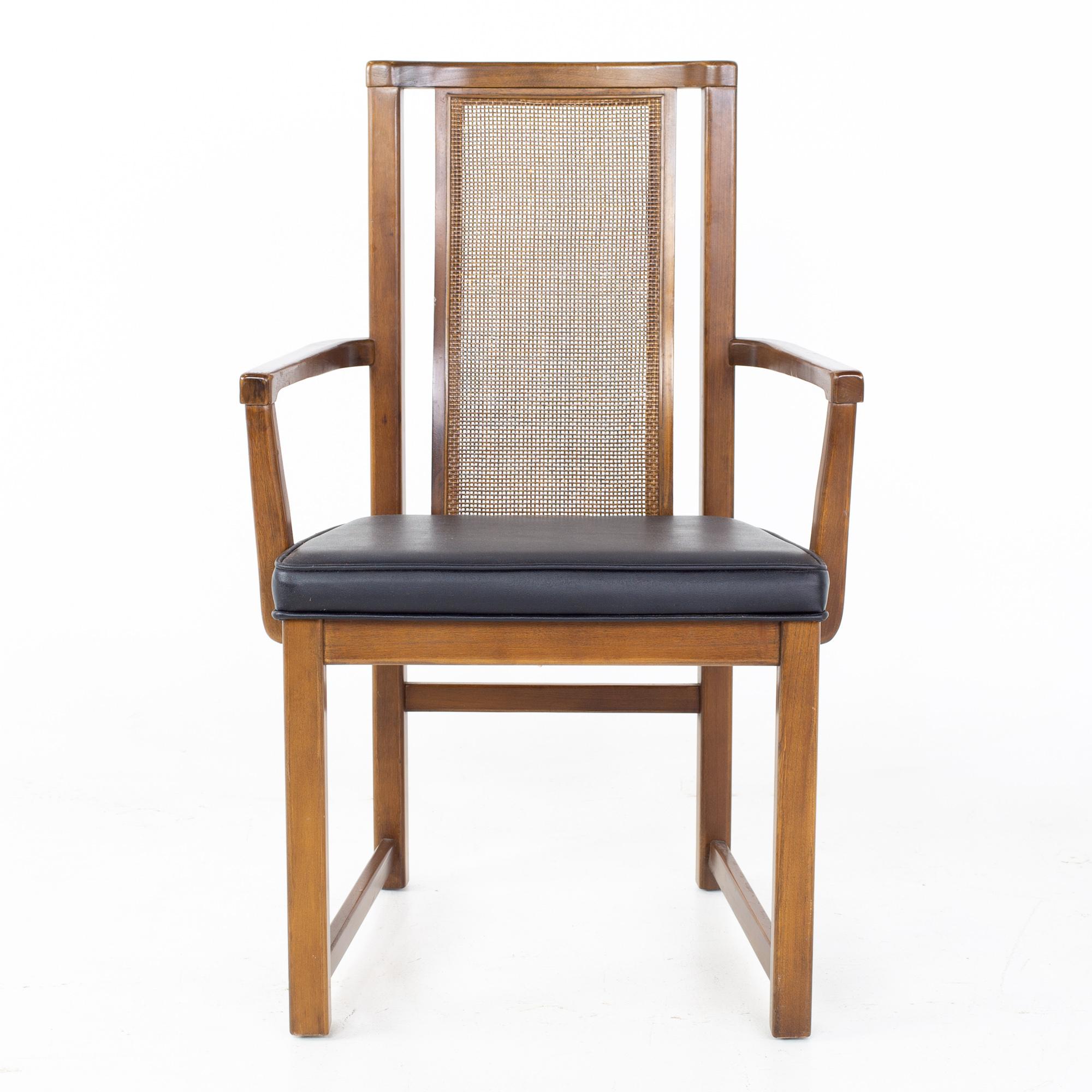 Late 20th Century Mid Century Walnut and Cane Dining Chairs, Set of 6