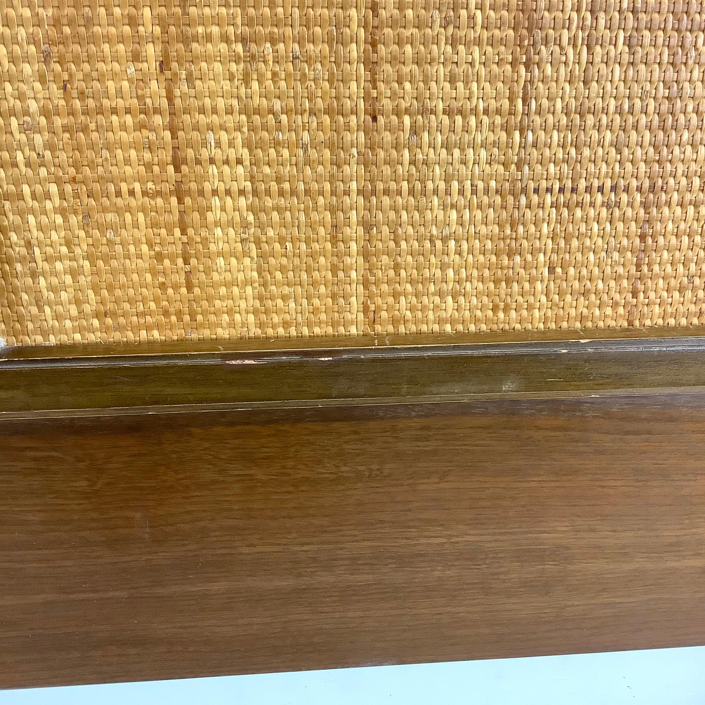 Mid-Century Walnut and Cane Headboard- King For Sale 10