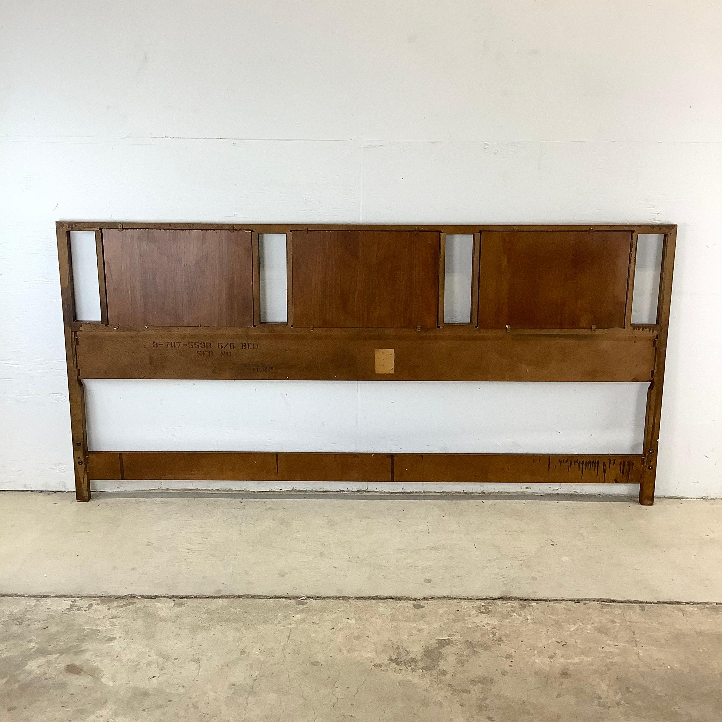 20th Century Mid-Century Walnut and Cane Headboard- King For Sale