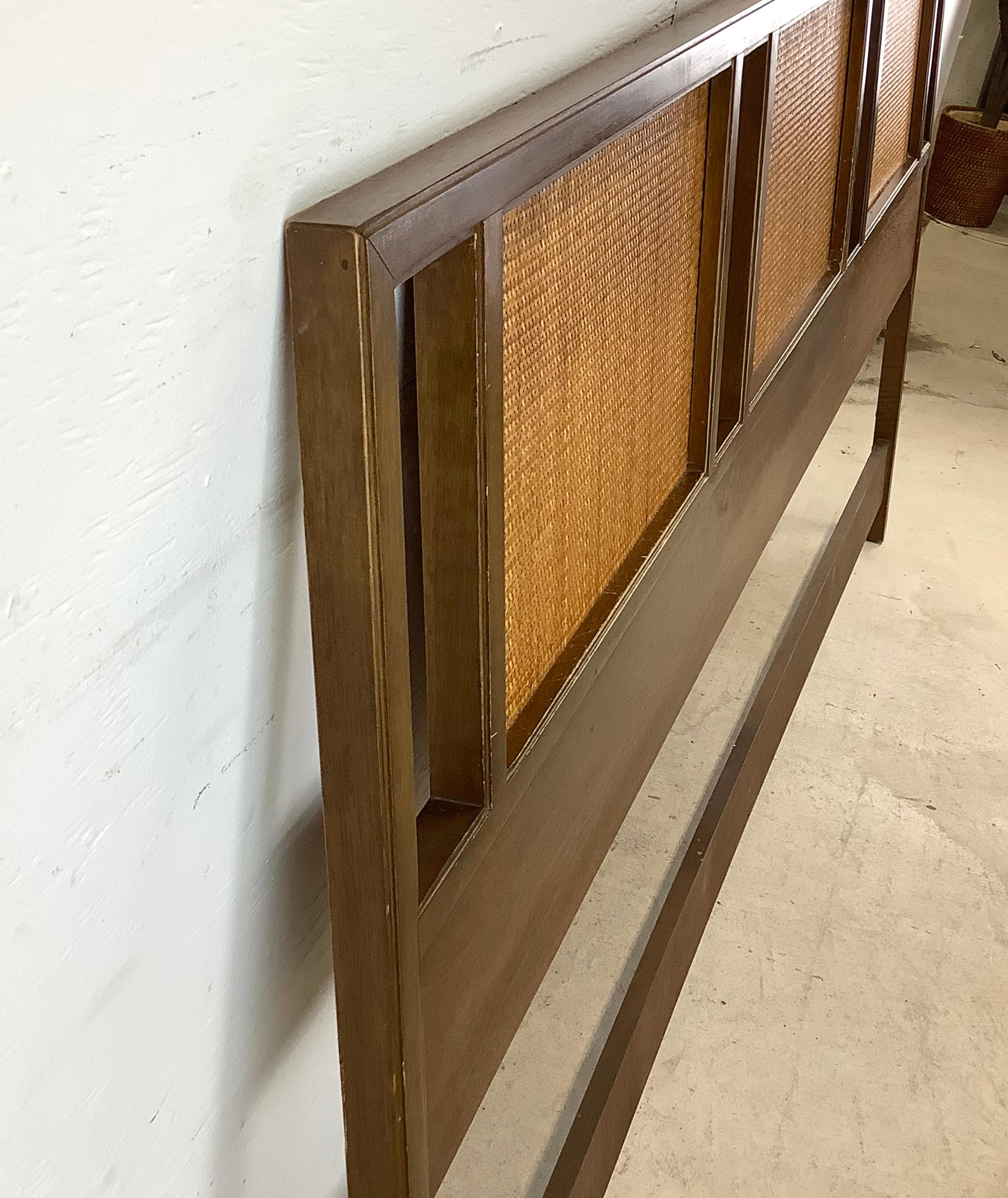 Mid-Century Walnut and Cane Headboard- King For Sale 2