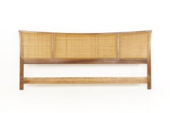 Mid Century Walnut and Cane King Headboard