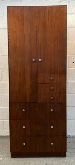 Mid-Century Walnut and Chrome Armoire Dresser by Directional
