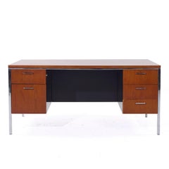Mid Century Walnut and Chrome Executive Desk