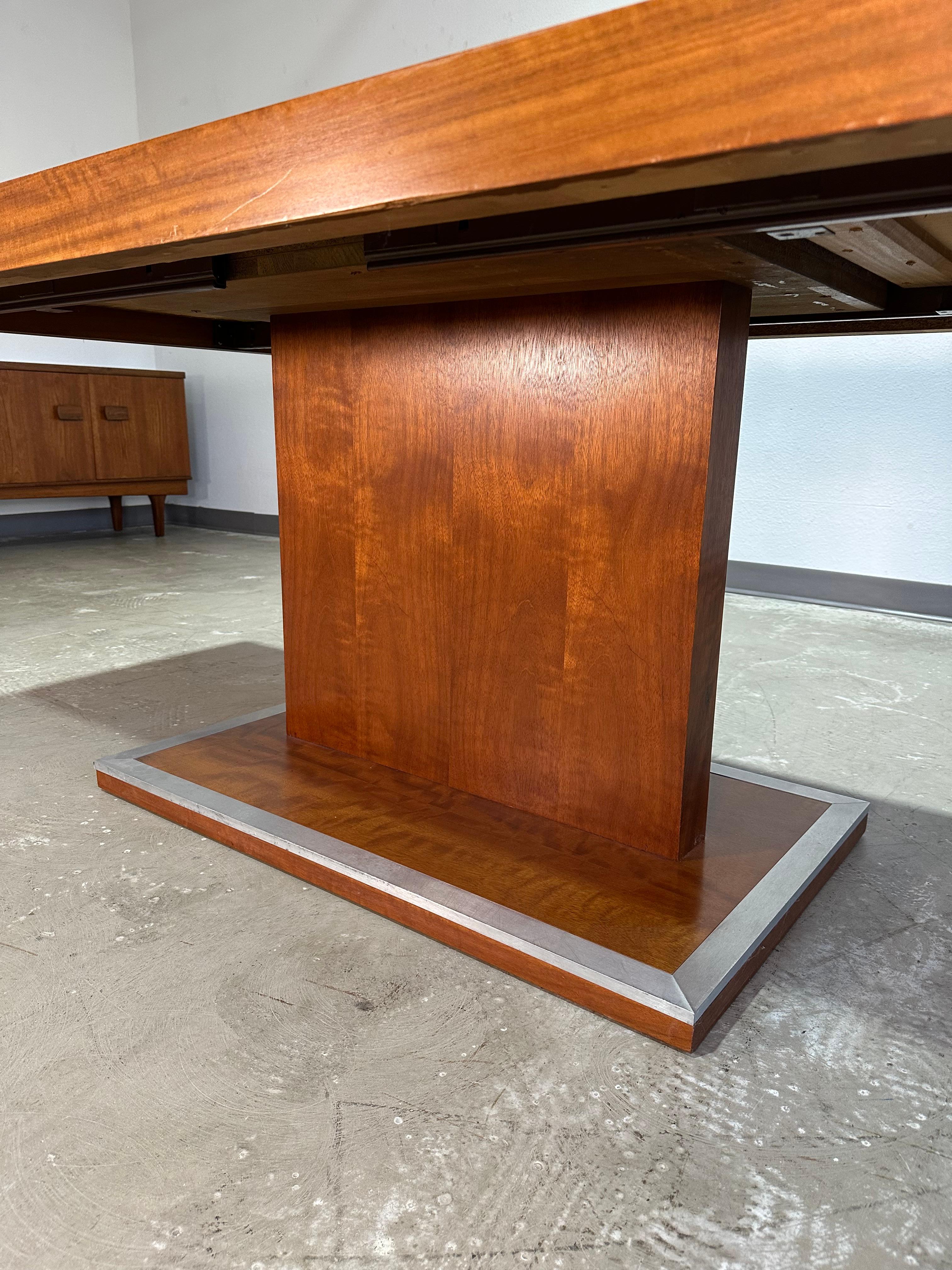 American Mid Century Walnut and Chrome Patterns 23 Dining Table by Founders For Sale
