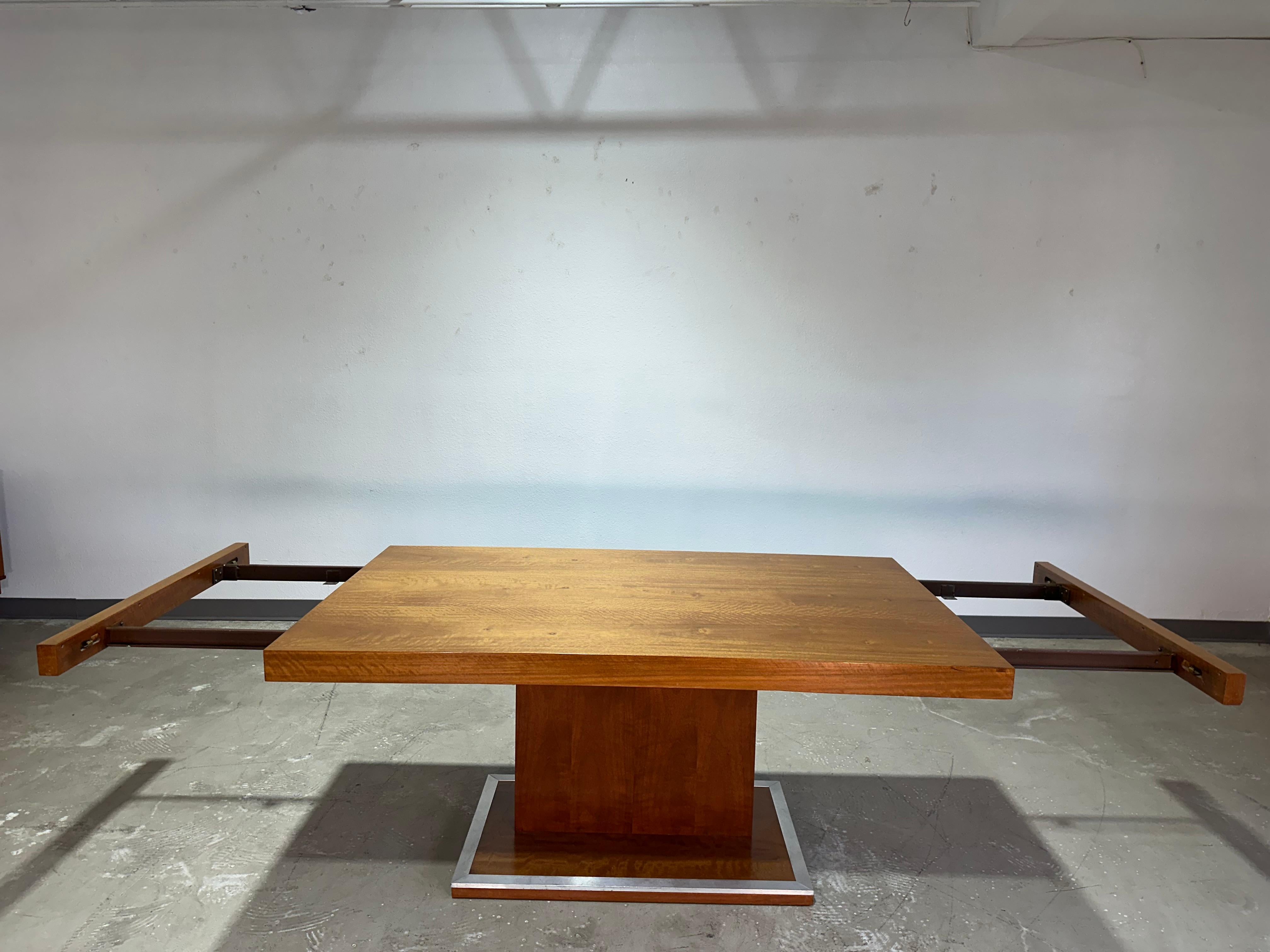 Veneer Mid Century Walnut and Chrome Patterns 23 Dining Table by Founders For Sale