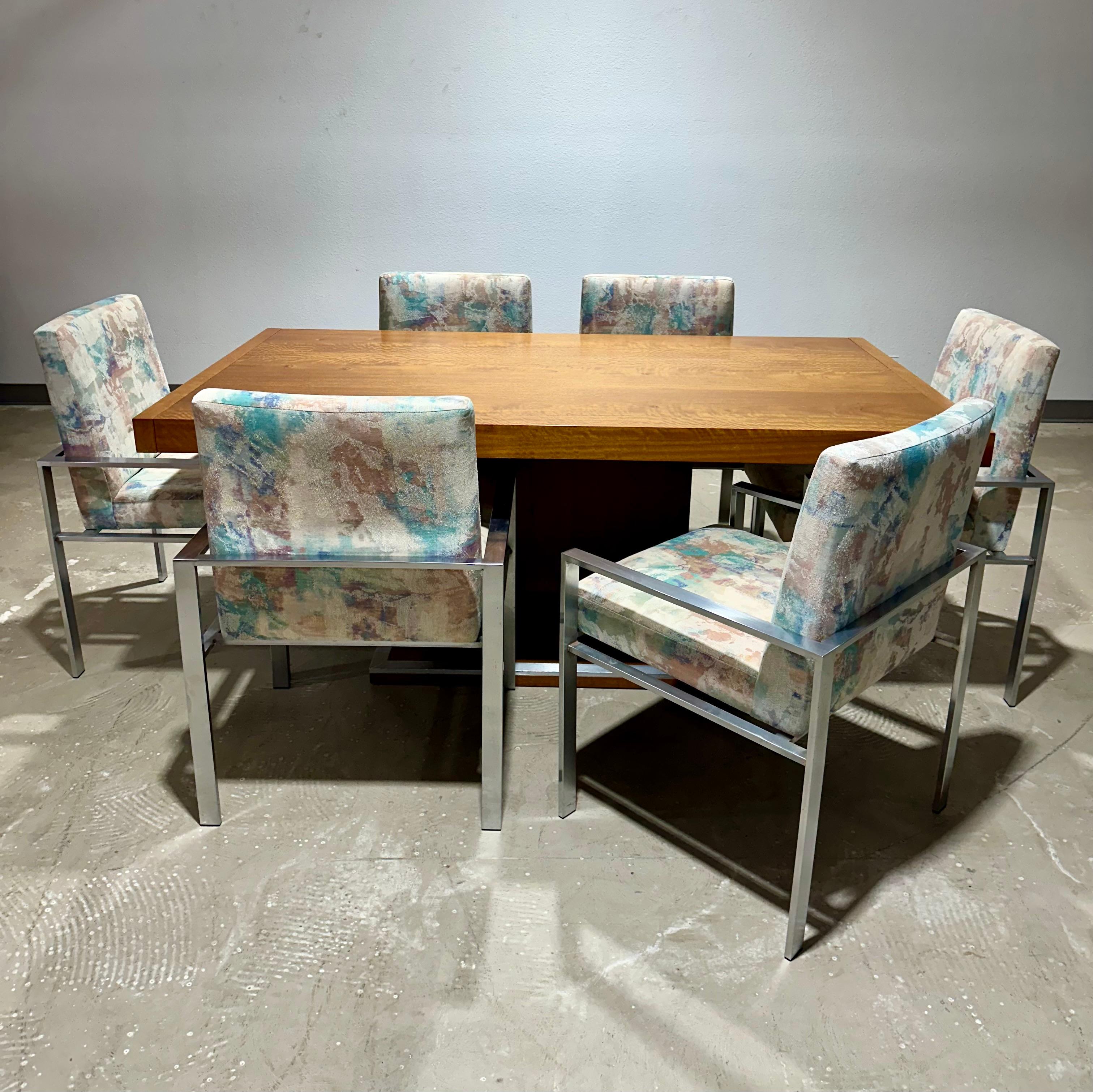Mid Century Walnut and Chrome Patterns 23 Dining Table by Founders For Sale 1