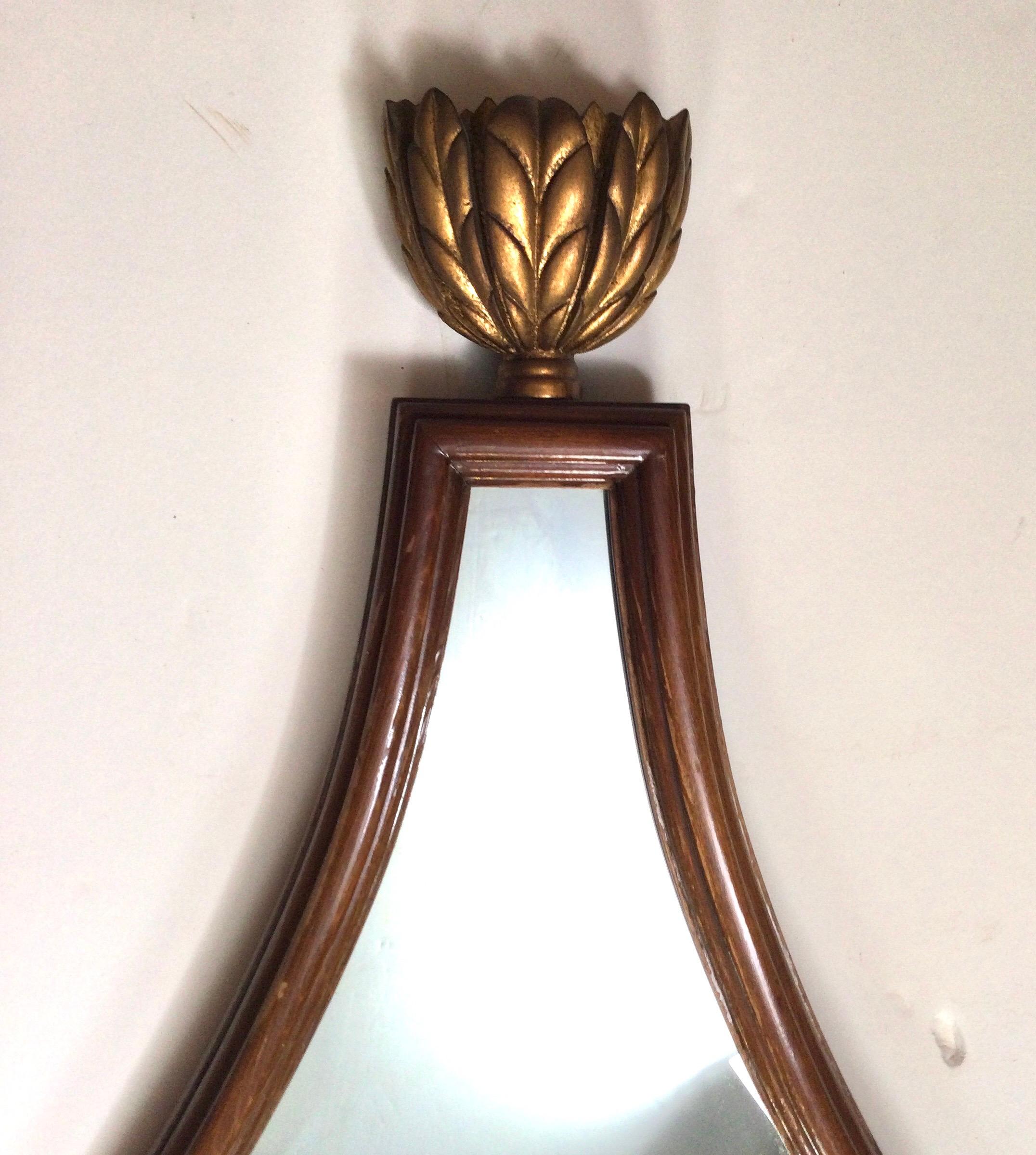 North American Mid Century Walnut and Gilt Mirror