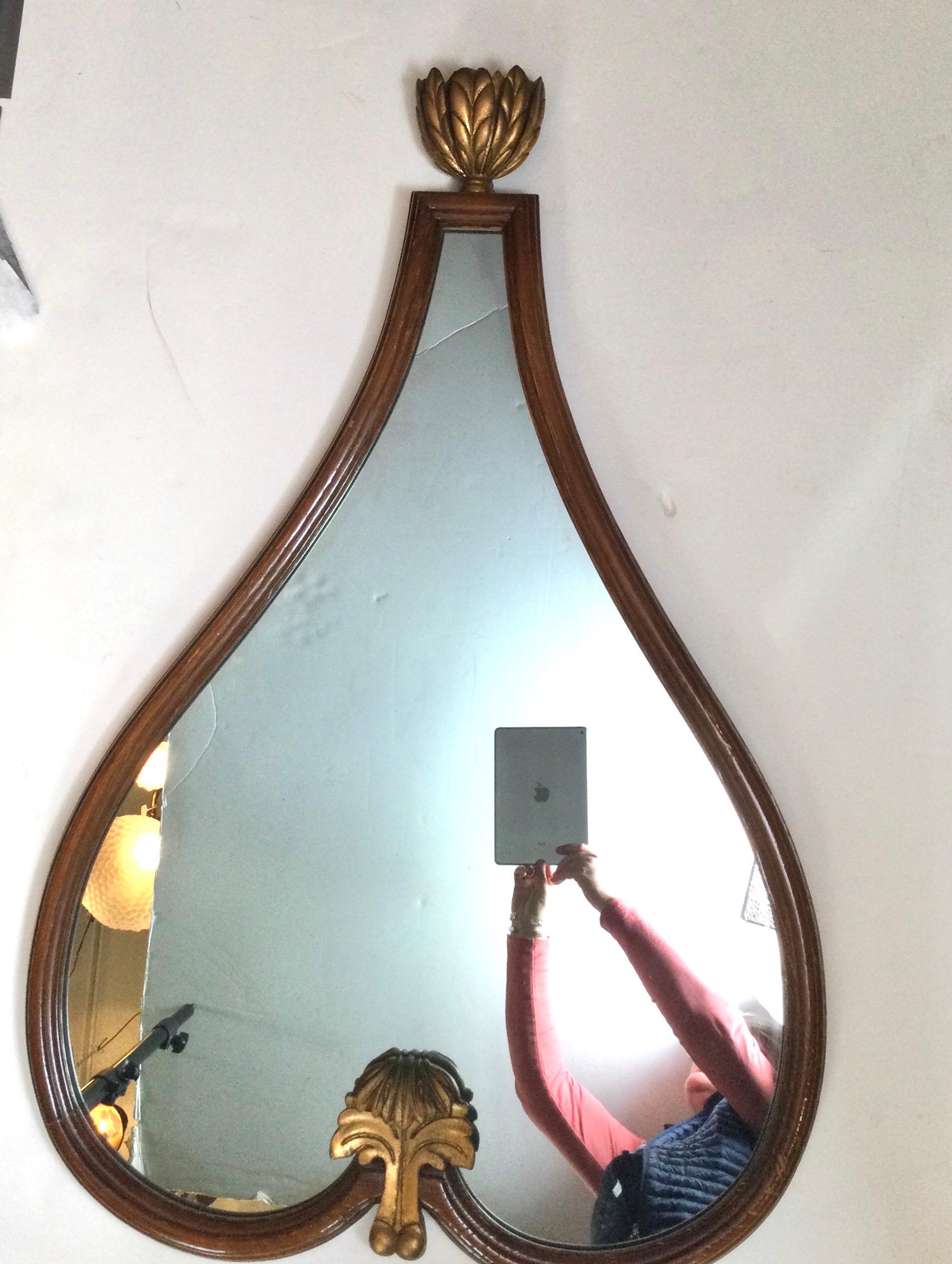 20th Century Mid Century Walnut and Gilt Mirror
