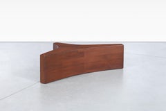 Mid-Century Walnut and Glass Biomorphic Coffee Table by Harvey Probber