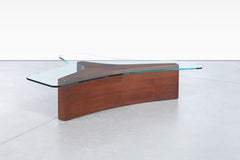Mid-Century Walnut and Glass Biomorphic Coffee Table by Harvey Probber, 1960s