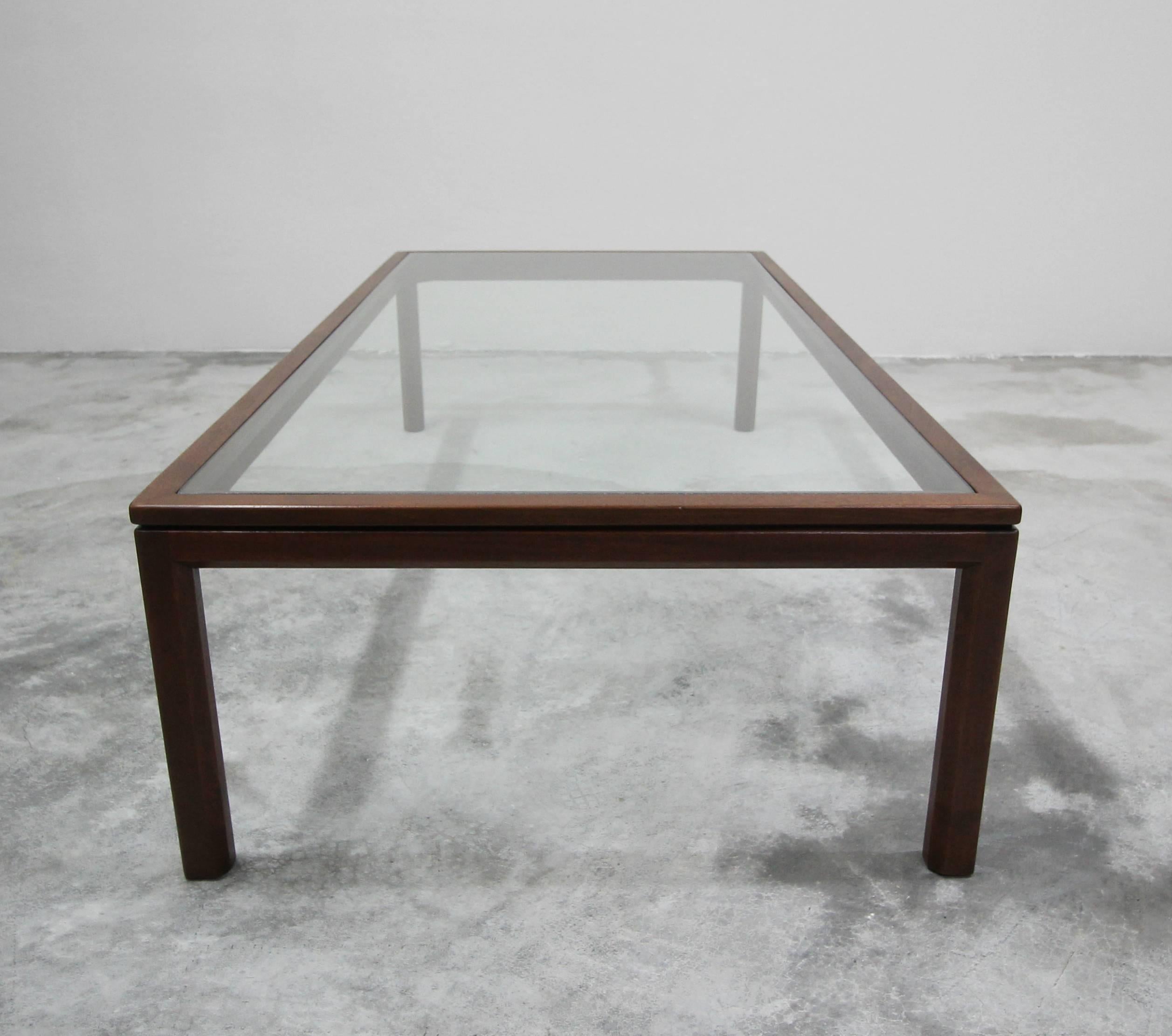 20th Century Midcentury Walnut and Glass Coffee Table by Edward Wormley for Dunbar