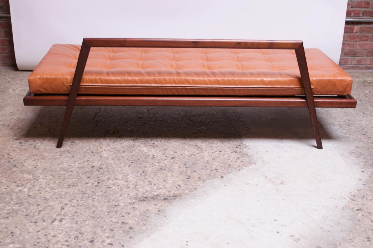 Midcentury Walnut and Leather Daybed / Settee by Mel Smilow 5