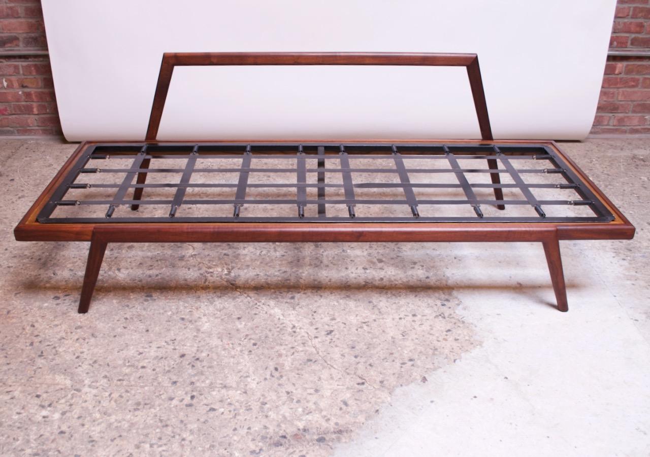 Midcentury Walnut and Leather Daybed / Settee by Mel Smilow 4